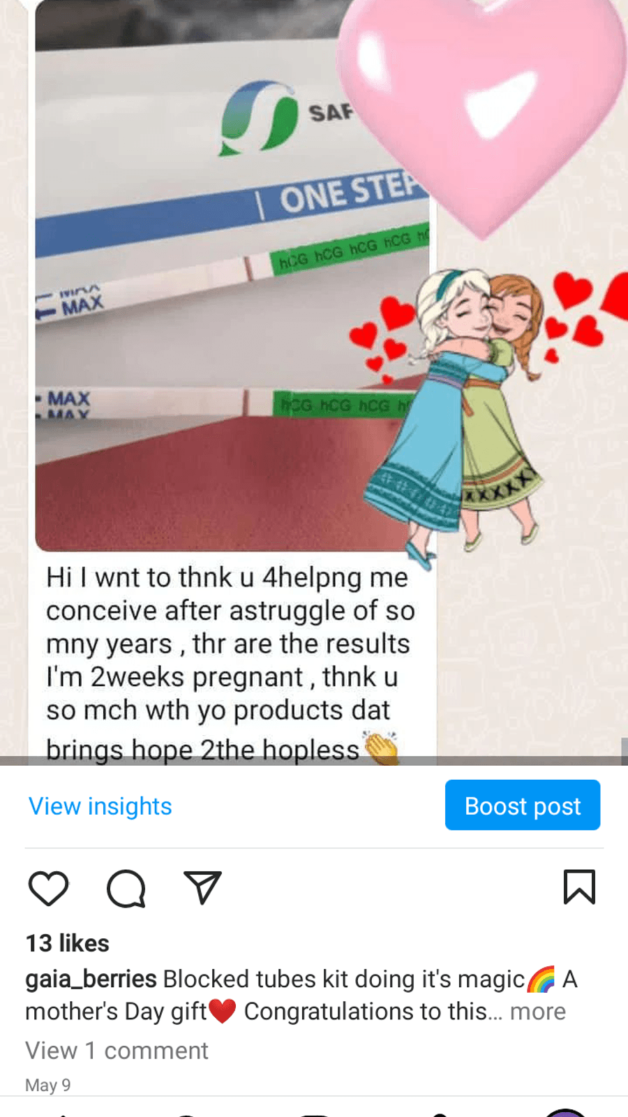 WhatsApp testimonial from a GaiaBerry customer (5)